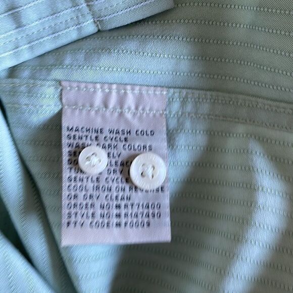NWT REUNION Button down Shirt. Mint‎ Green w/white striping. Size Large - Picture 7 of 10